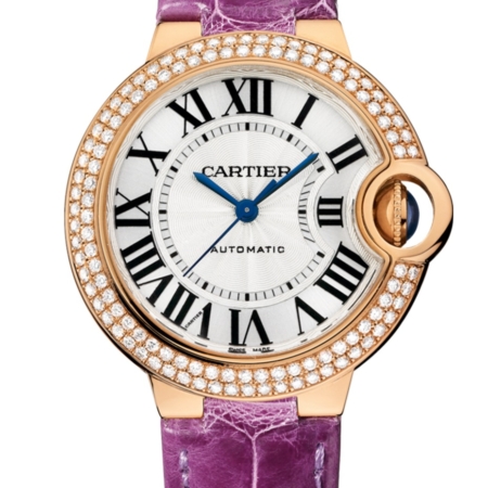 Cartier Ballon Bleu WJBB0051 33mm Purple Leather Strap Replica Super Clone