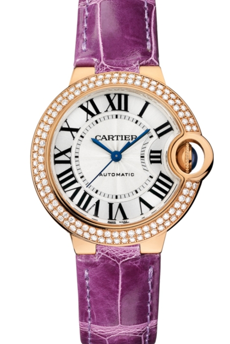 Cartier Ballon Bleu WJBB0051 33mm Purple Leather Strap Replica Super Clone