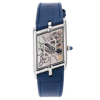 Cartier Tank Asymetrique Watch Stainless Steel Blue Leather Strap Replica Super Clone