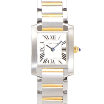 Cartier Tank Francaise Watch Small Stainless Steel Yellow Gold White Dial Replica Super Clone