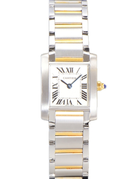 Cartier Tank Francaise Watch Small Stainless Steel Yellow Gold White Dial Replica Super Clone