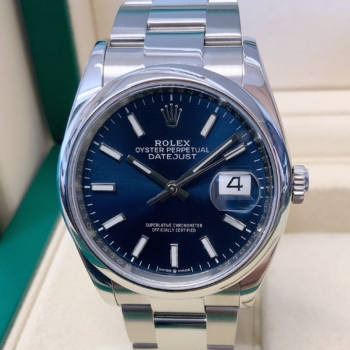 ROLEX Datejust 126200 36mm Oyster Bracelet Blue Dial 3235 Movement Replica Super Clone