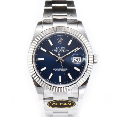 ROLEX Datejust 126334 41mm Oyster Bracelet Blue Dial with Stick Markers Replica Super Clone Watch