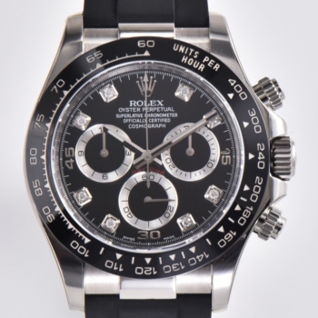 ROLEX Daytona 116519 40mm Rubber Strap Black Dial Replica Super Clone