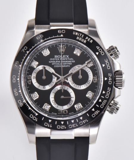 ROLEX Daytona 116519 40mm Rubber Strap Black Dial Replica Super Clone