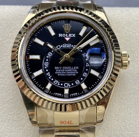 ROLEX Skydweller 326938 42mm Yellow Gold Black Dial Replica Super Clone