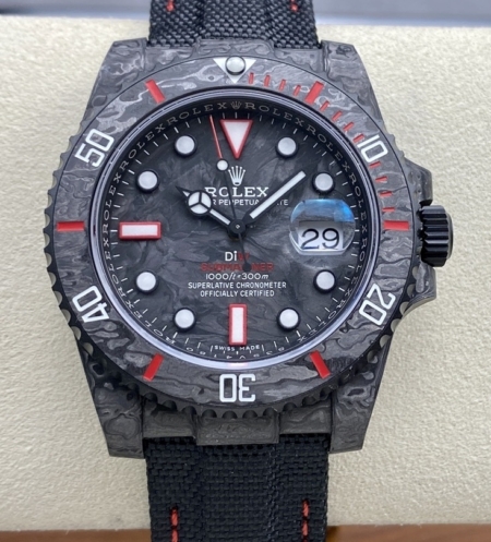 ROLEX Submariner DIW 40mm Carbon Case BlackRed 3135 Movement Replica Super Clone