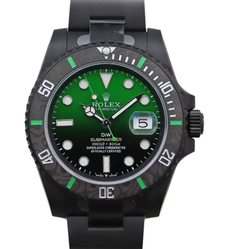 ROLEX Submariner DIW 40mm Parakeet DLC Case BlackGreen Dial 3135 Movement Super Clone