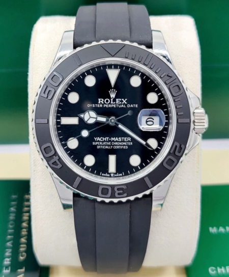 ROLEX Yacht Master 226659 White Gold 42mm Rubber Strap Black Dial Super Clone