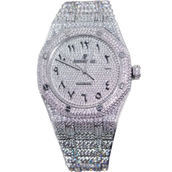 Audemars Piguet Royal Oak 41mm 15400 Diamond Plated ICED OUT Watch Arabic Markers Dial Replica Super Clone Watch