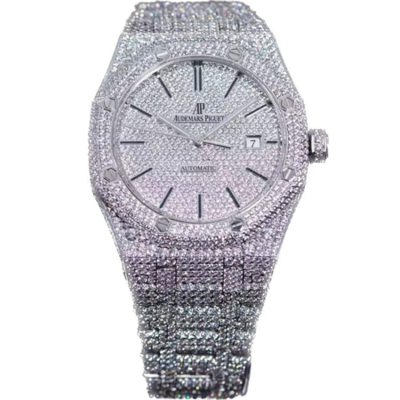 Audemars Piguet Royal Oak 41mm 15400 Diamond Plated ICED OUT Watch Replica Super Clone