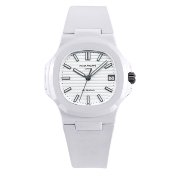 Patek Philippe AET Nautilus 5711 White Ceramic White Dial Rubber Strap Replica Super Clone Watch