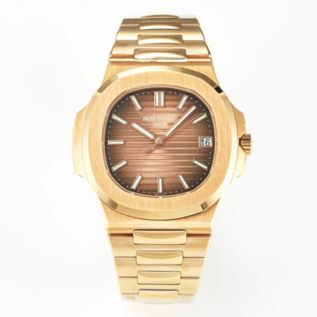 Patek Philippe Nautilus 57111R-001 Brown Textured Dial Rose Gold Bracelet Replica Super Clone Watch