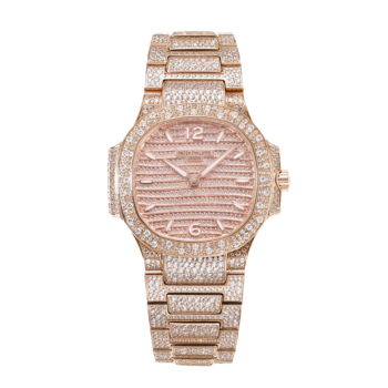 Patek Philippe Nautilus 71181450R-001 Diamond Paved ICED OUT on Rose Gold Replica Super Clone Watch