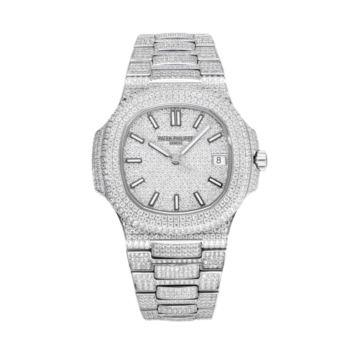 Patek Philippe Nautilus Jumbo 5711 Diamond Paved ICED OUT Fully Diamond Paved Bezel Replica Super Clone Watch