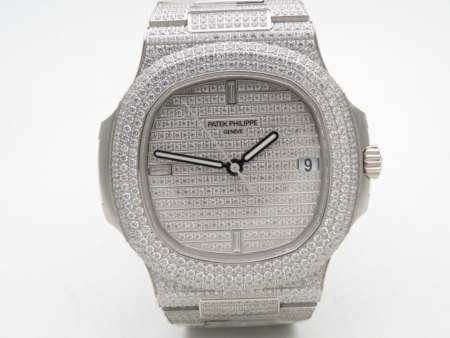 Patek Philippe Nautilus Jumbo 5719 Diamond Paved Fully ICED OUT Replica Super Clone Watch