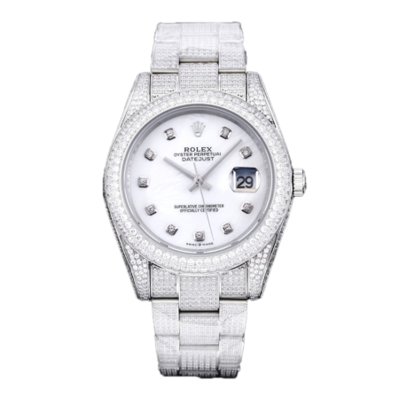 ROLEX Datejust 41mm Diamond Paved Bezel and Bracelet Diamond Dial Markers Replica Super Clone Watch