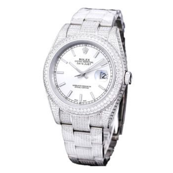 ROLEX Datejust 41mm Diamond Paved Bezel and Diamond Paved Bracelet Replica Super Clone Watch