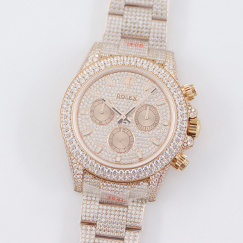 ROLEX Daytona 116505 Diamond Paved ICED OUT on Rose Gold with Stick Markers Replica Super Clone Watch