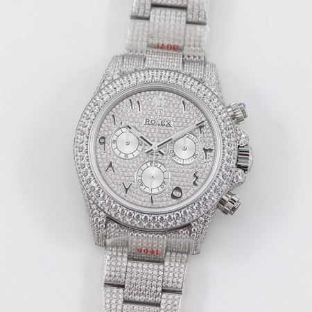 ROLEX Daytona 116505 Diamond Paved ICED OUT with Arabic Markers Replica Super Clone Watch