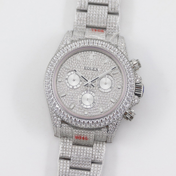 ROLEX Daytona 116505 Diamond Paved ICED OUT with Stick Markers Dial Replica Super Clone Watch