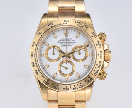 ROLEX Daytona 116508 40mm Yellow Gold Bezel and Bracelet White Dial Replica Super Clone Watch