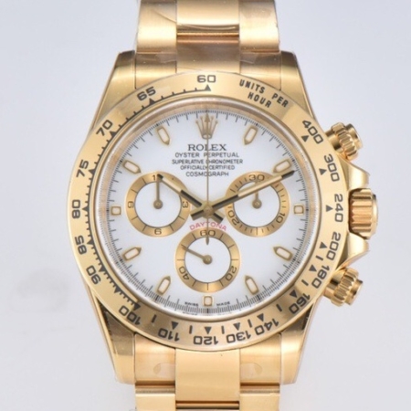 ROLEX Daytona 116508 40mm Yellow Gold Bezel and Bracelet White Dial Replica Super Clone Watch