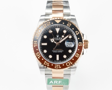 ROLEX GMT Master II 126711 40mm CHNR Rootbeer Black Brown Ceramic Bezel Stainless Steel Rose Gold Black Dial