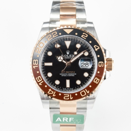 ROLEX GMT Master II 126711 40mm CHNR Rootbeer Black Brown Ceramic Bezel Stainless Steel Rose Gold Black Dial