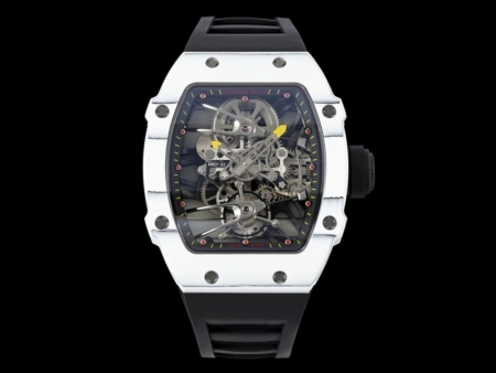 Richard Mille RM027 02 Rafael Nadal Tourbillon White Carbon Black Rubber Strap Replica Super Clone Watch Top Quality