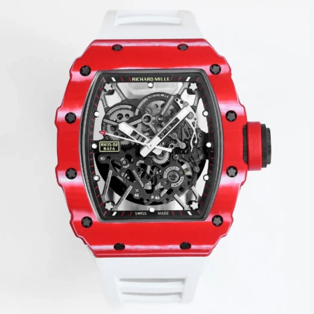 Richard Mille - RM035 02 Rafael Nadal Red Carbon White Rubber Strap Replica Super Clone Watch